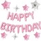 Happy Birthday Balloon Banner, 16 Inch Light Pink Mylar Foil Letter Balloons, Reusable Birthday Decorations
